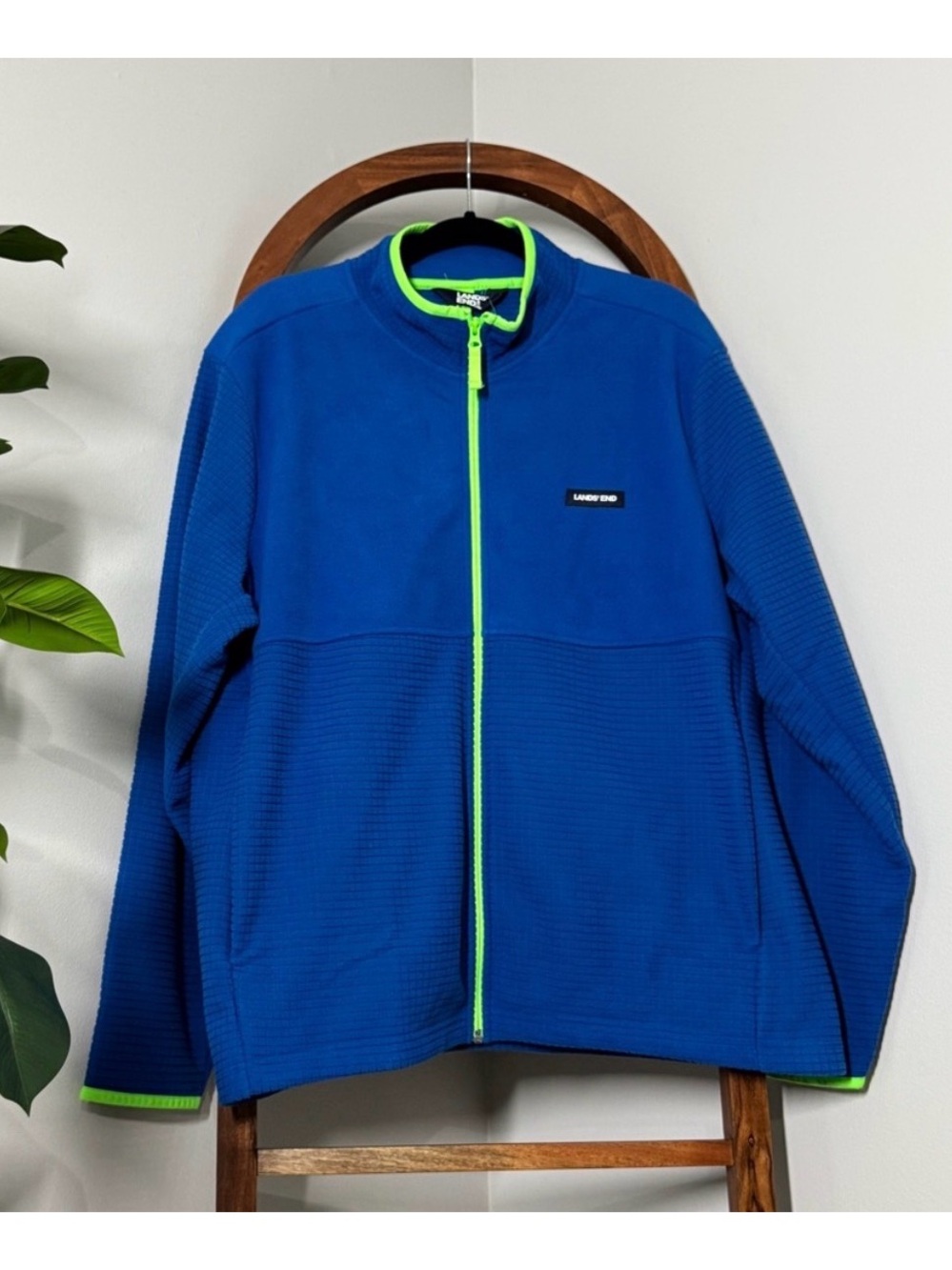 Land's End Men's XL Blue Fleece Full Zip Jacket NEW